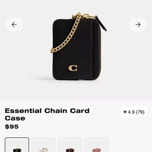 Coach Black Card Holder with Gold Chain